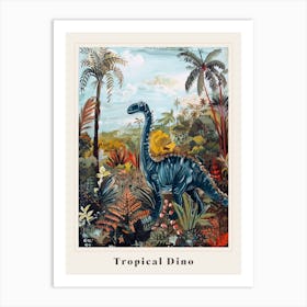 Dinosaur With Tropical Leaves Painting 3 Poster Art Print