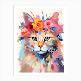 Australian Mist Cat With A Flower Crown Painting Matisse Style 4 Art Print
