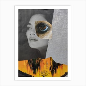 Living Room Wall Art, Eye of the Tiger Collage Art Print