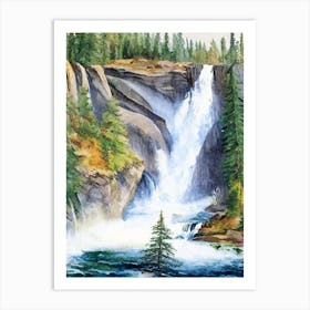 The Lower Falls Of The Lewis River, United States Water Colour  (3) Art Print
