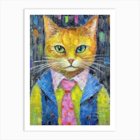 Stylishly Purring; A Chic Cat Canvas Creation Art Print