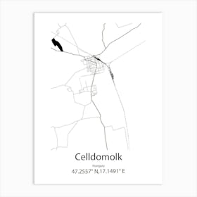 Celldomolk,Hungary Minimalist Map Art Print