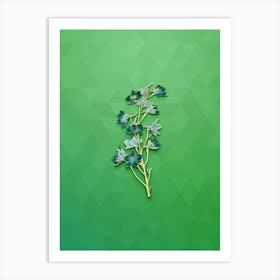 Vintage Shewy Delphinium Flower Botanical Art on Classic Green n.0468 Art Print