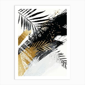 Gold And Black Palm Leaves 3 Art Print