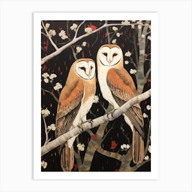 Art Nouveau Birds Poster Barn Owl 4 Art Print