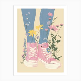 Pink Sneakers And Flowers 8 Art Print