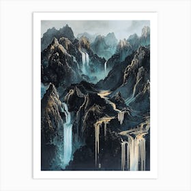 Olympus Golden Peaks - Dreamlike Geometry Art Print