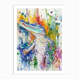 Crocodile Colourful Watercolour 2 Art Print