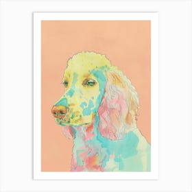 Pastel Spaniel Dog Line Illustration 1 Art Print