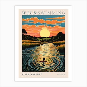 Wild Swimming At River Waveney Suffolk 2 Poster Art Print