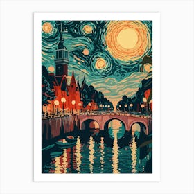 Starry Night In Amsterdam 1 Art Print