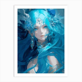 Blue Haired Girl Art Print