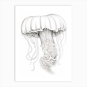 Lions Mane Jellyfish Drawing2 Art Print