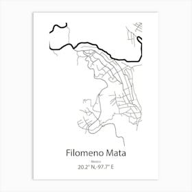 Filomeno Mata,Mexico Minimalist Map Art Print