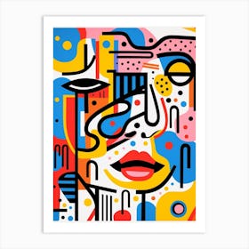 Geometric Colourful Face Illustration 2 Art Print