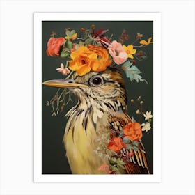 Bird With A Flower Crown Hermit Thrush 3 Art Print