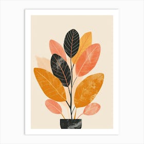 Croton Plant Minimalist Illustration 3 Art Print