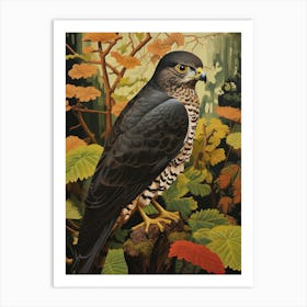 Dark And Moody Botanical Eurasian Sparrowhawk 2 Art Print