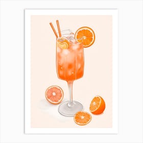 Aperol With Ice And Orange Watercolor Vertical Composition 11 Art Print