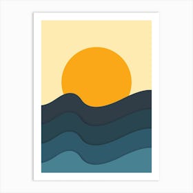 Follow The Sun Minimalist Waves Art Print