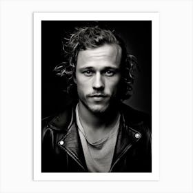 Black And White Photograph Of Heath Ledger Art Print