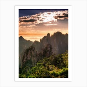 Sunrise At Huangshan Mountain Art Print