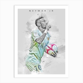 Neymar Jr Portrait Drawing Art Print