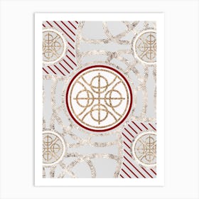 Geometric Abstract Glyph in Festive Gold Silver and Red n.0062 Art Print