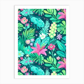 Tropical Leaves And Flowers 7 Art Print