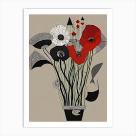 Dreamshaper V7 Papaver Rhoeas Neocubism Picasso Abstract Lines 1 Art Print