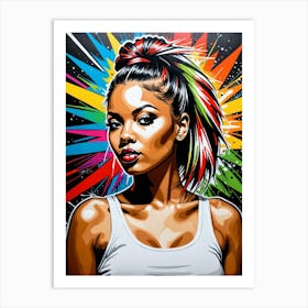 Graffiti Mural Of Beautiful Hip Hop Girl 3 Art Print