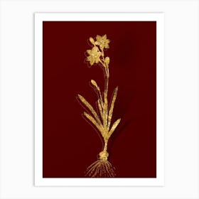 Vintage Coppertips Botanical in Gold on Red n.0176 Art Print