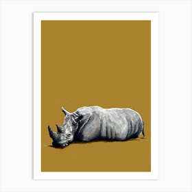 The Rhino On Burnt Gold Art Print