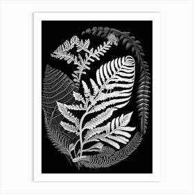 Button Fern Linocut Art Print