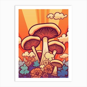 Retro Mushrooms 6 Art Print
