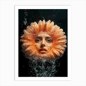 "Surreal Flower-Woman in Water" Art Print