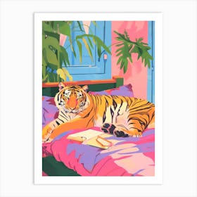 Tiger Print Maximalist Wall Art Pink Kitsch Aesthetic Trendy Art Print