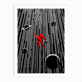 Red Astronaut In Space Art Print