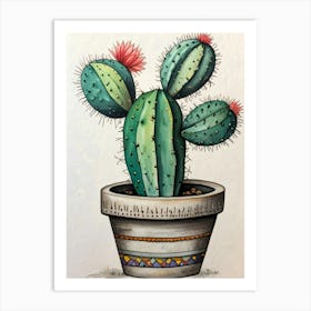 Cactus In Pot Art Print