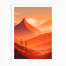 Misty Mountains Vertical Composition In Orange Tone 274 Art Print