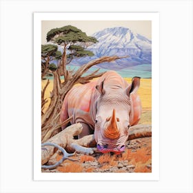 Patchwork Rhino With The Trees 6 Art Print