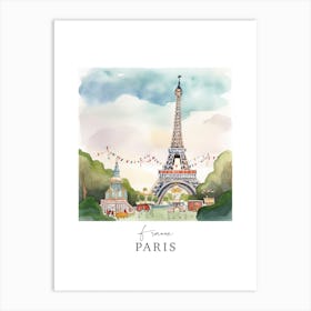 France, Paris Storybook 1 Travel Poster Watercolour Art Print