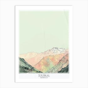 Toubkal Morocco Color Line Drawing 8 Poster Art Print