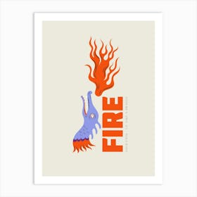Chinese Dragon With Fire Art Print