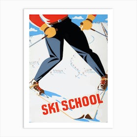Funny Ski School Vintage Poster Art Print