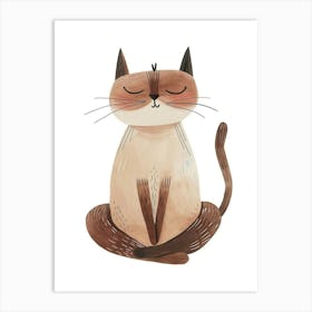 Japanese Bobtail Cat Clipart Illustration 2 Art Print