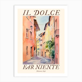 Il Dolce Far Niente Bolzano, Italy Watercolour Streets 3 Poster Art Print