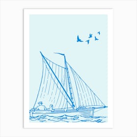 Sailing Boat With Birds Art Print