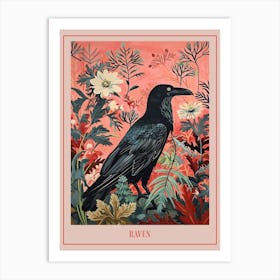 Floral Animal Painting Raven 2 Poster Art Print