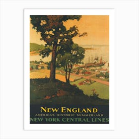 New England Vintage Travel Poster Art Print